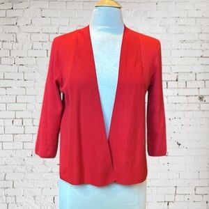 J.Jill Open drape Red cotton blend cardigan, 3/4 sleeve